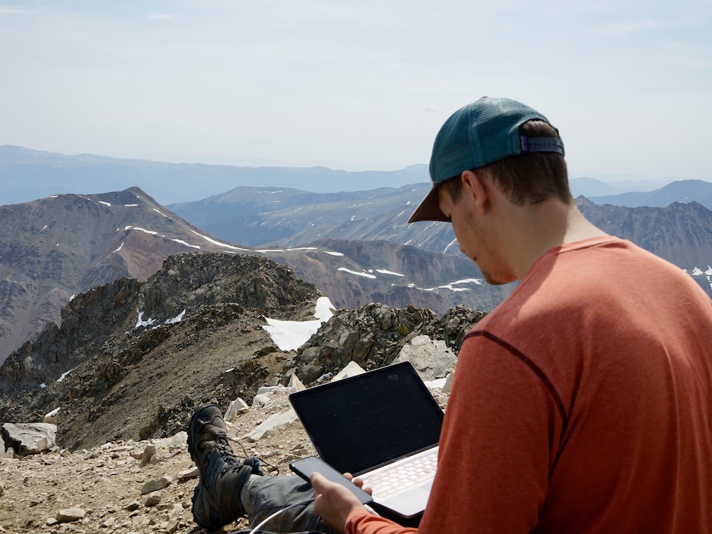 Cameron debugging Landscape on La Plata Peak